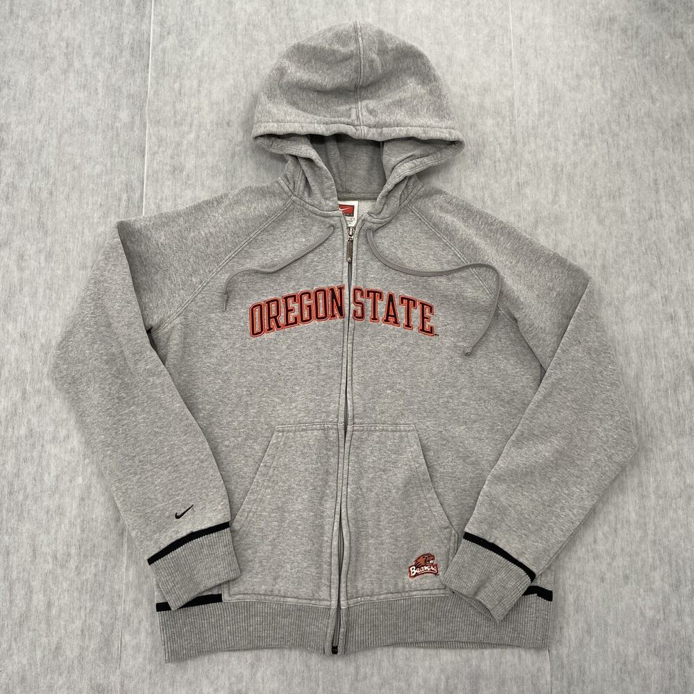 Oregon State Beavers Sweater Youth Large Gray Full Zip Nike Hoodie Boys L 12-14